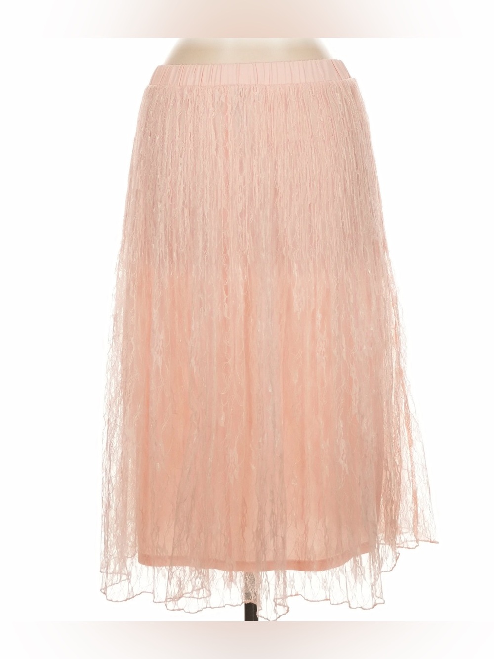 LC Lauren Conrad Blush Pink Floral Lace Fully Lined A-Line Midi Skirt (Size M)